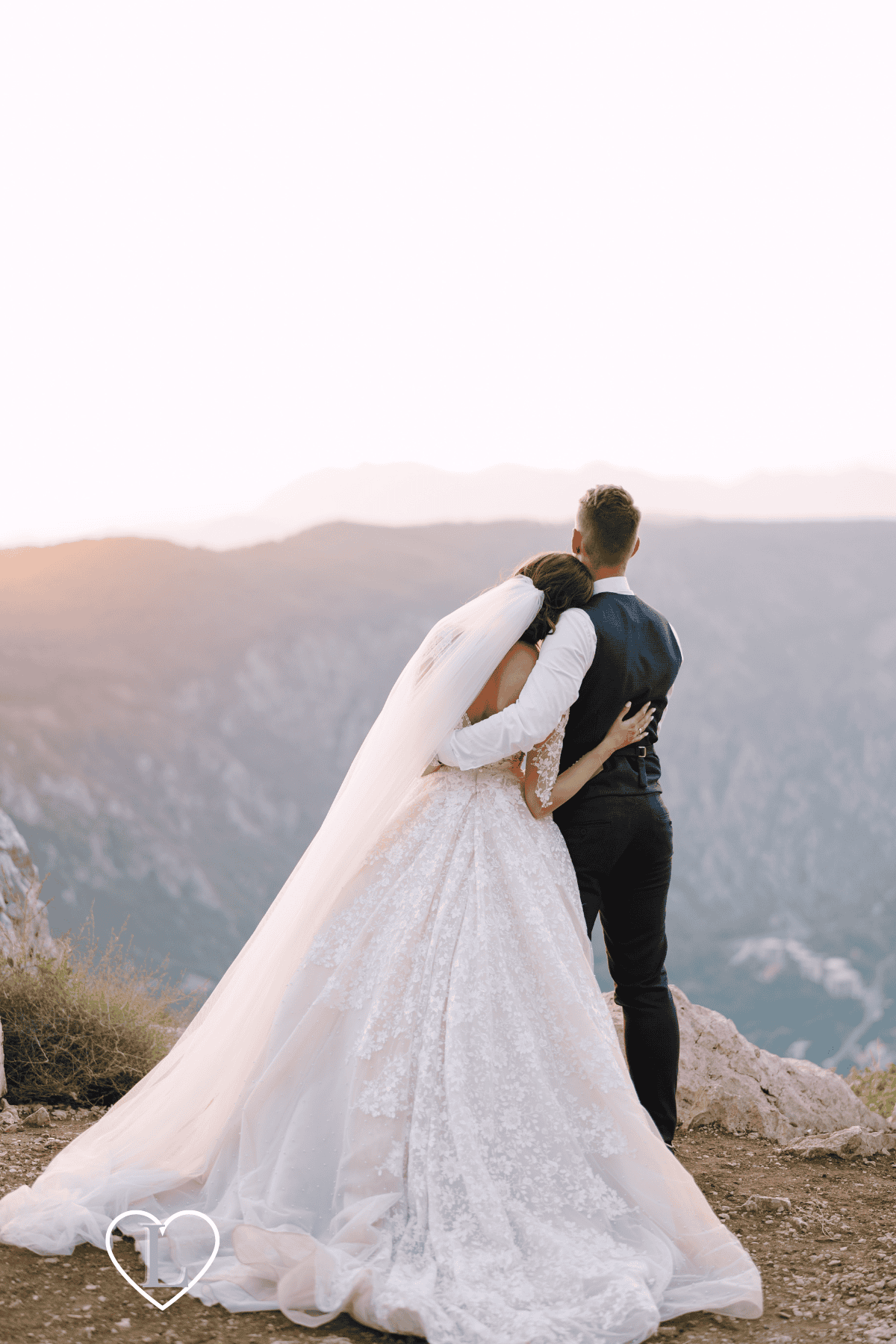 bride standing with groom.