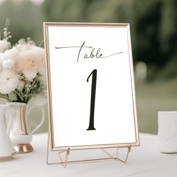 Black and white table numbers