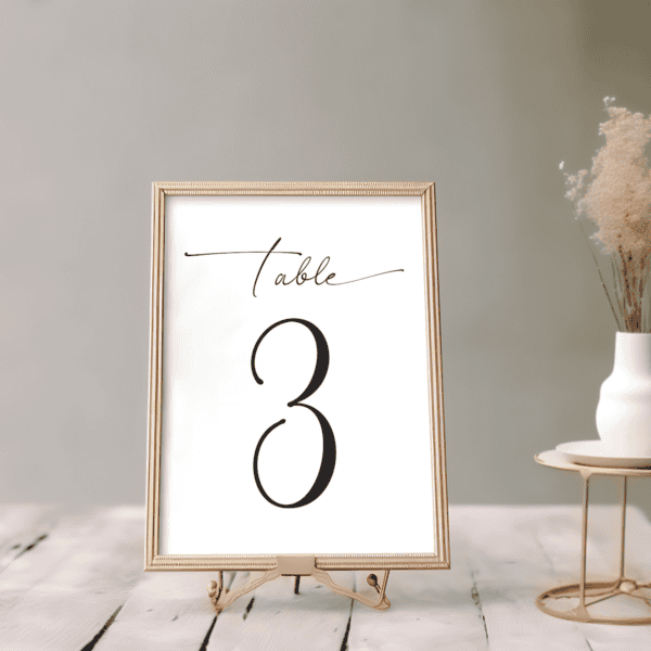 Black and white table numbers